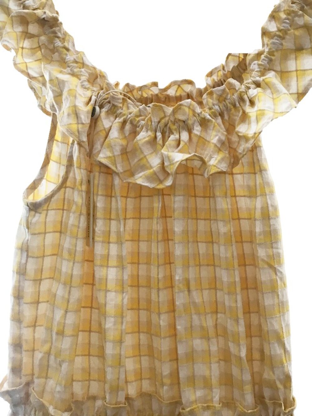 Max Studio Sleeveless Tiered Ruffle Dress Yellow White Maxi NWT O:$148.00 M/L